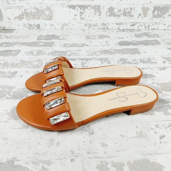 New Jessica Simpson Amille Ginger Faux Leather Slip On Sandals W277 - Picture 1 of 11